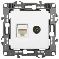 ТВ-розетка и розетка Ethernet RJ-45 без рамки Эра Эра 12 12-3110-01М