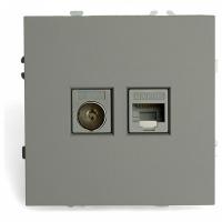 ТВ-розетка и розетка Ethernet RJ-45 без рамки Stekker Эмили 49950