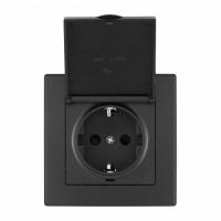 Розетка с заземлением и шторкой, с крышкой Arte Milano SET06-1 SET06-1-41-1 black