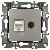 ТВ-розетка и розетка Ethernet RJ-45 без рамки Эра Эра 12 12-3110-16