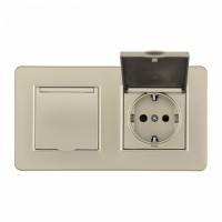 Розетка с заземлением и шторкой, с крышкой Arte Milano SET16-2 SET16-2-41-1x2 shampan