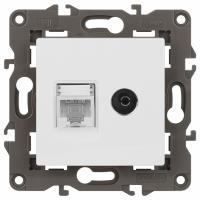 ТВ-розетка и розетка Ethernet RJ-45 без рамки Эра Эра Elegance 14-3110-01М