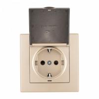Розетка с заземлением и шторкой, с крышкой Arte Milano SET06-1 SET06-1-41-1 shampan