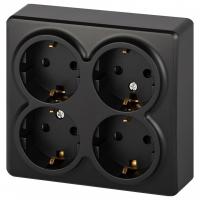 Розетка четверная с заземлением и со шторками Эра Эра Эксперт 11-2211-05