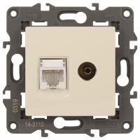 ТВ-розетка и розетка Ethernet RJ-45 без рамки Эра Эра Elegance 14-3110-02