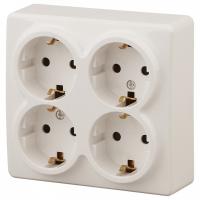 Розетка четверная с заземлением и со шторками Эра Эра Эксперт 11-2211-02