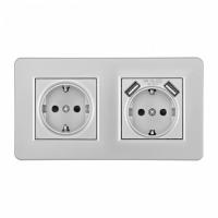Розетка с заземлением и со шторкой и 2хUSB Arte Milano SET16-2 SET16-2-47-1-40-1 silver