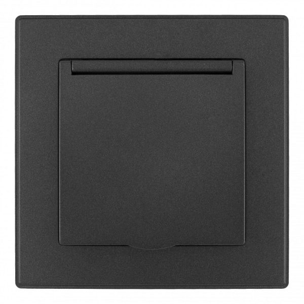 Розетка с заземлением и шторкой, с крышкой Arte Milano SET06-1 SET06-1-41-1 black