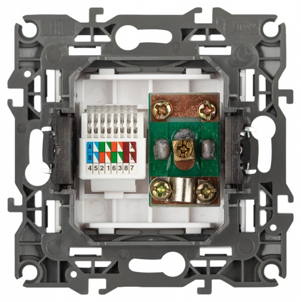 ТВ-розетка и розетка Ethernet RJ-45 без рамки Эра Эра 12 12-3110-01М