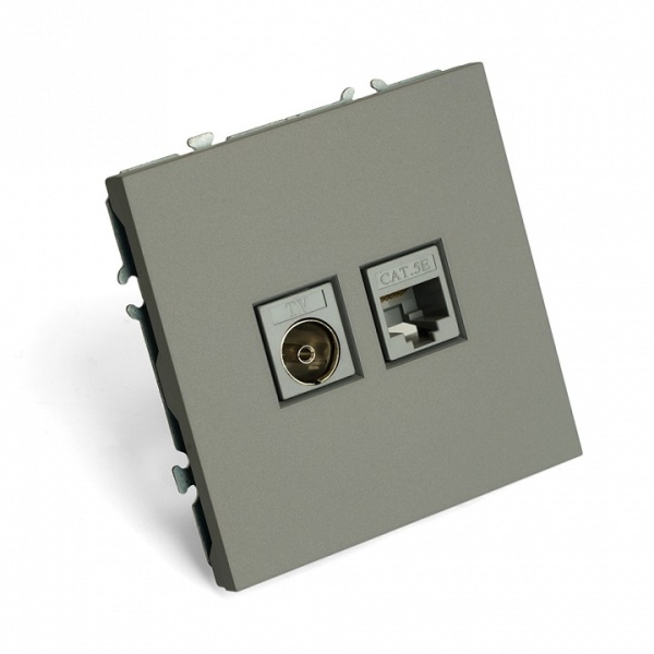 ТВ-розетка и розетка Ethernet RJ-45 без рамки Stekker Эмили 49950