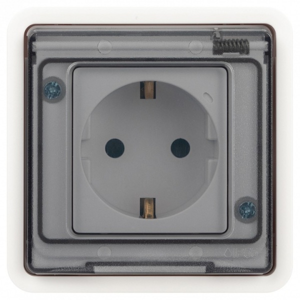 Розетка с заземлением и со шторкой, с крышкой Эра Эра Эксперт 11-2522-01