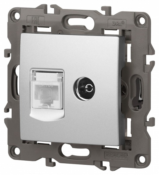 ТВ-розетка и розетка Ethernet RJ-45 без рамки Эра Эра Elegance 14-3110-03