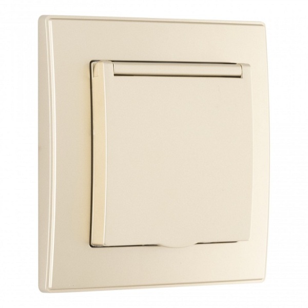 Розетка с заземлением и шторкой, с крышкой Arte Milano SET06-1 SET06-1-41-1 shampan