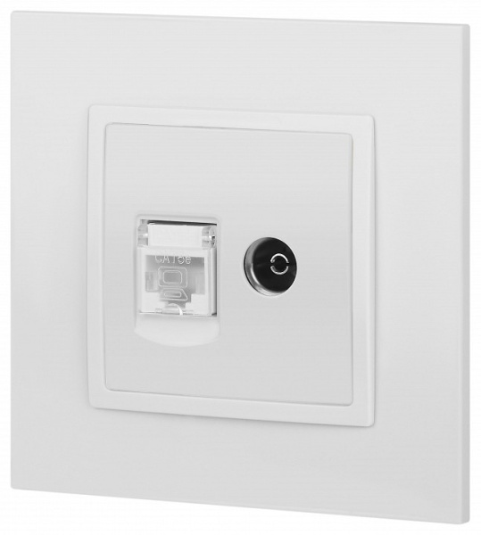 ТВ-розетка и розетка Ethernet RJ-45 без рамки Эра Эра Elegance 14-3110-01М