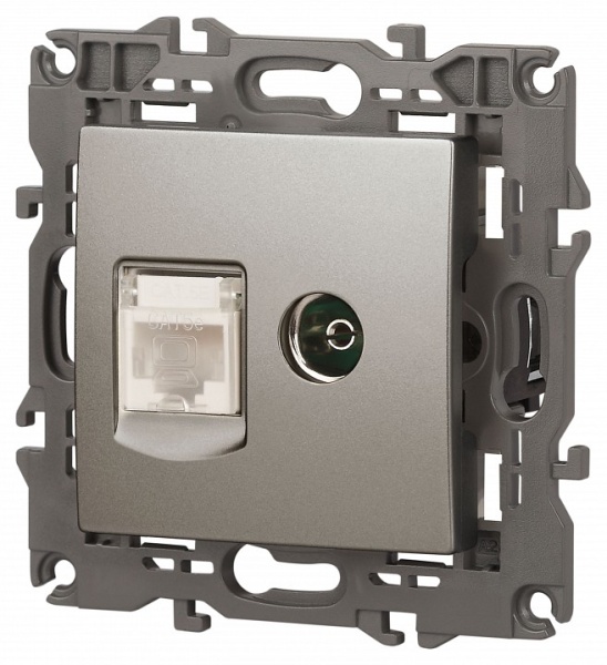 ТВ-розетка и розетка Ethernet RJ-45 без рамки Эра Эра Elegance 14-3110-16