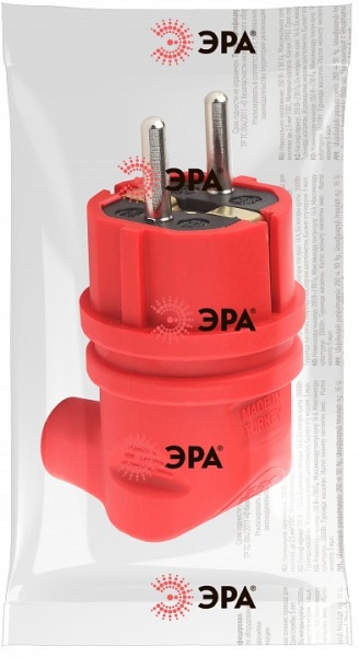 Вилка угловая с заземлением Эра  V9-RED-IP44