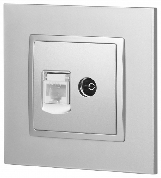 ТВ-розетка и розетка Ethernet RJ-45 без рамки Эра Эра Elegance 14-3110-03