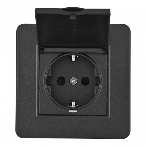 Розетка с заземлением и шторкой, с крышкой Arte Milano SET16-1 SET16-1-41-1 black