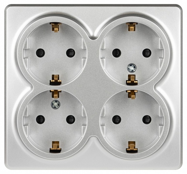 Розетка четверная с заземлением и со шторками Эра Эра Эксперт 11-2211-03