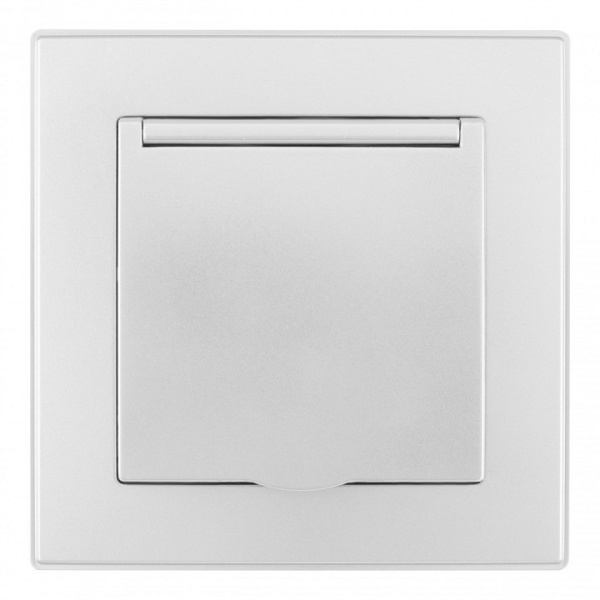 Розетка с заземлением и шторкой, с крышкой Arte Milano SET06-1 SET06-1-41-1 silver