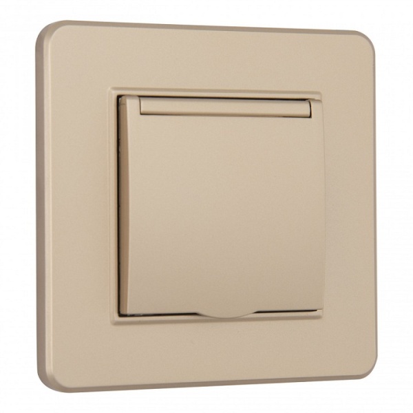 Розетка с заземлением и шторкой, с крышкой Arte Milano SET16-1 SET16-1-41-1 shampan