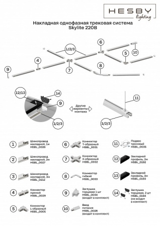 Трек накладной Hesby Lighting Skylite 0027