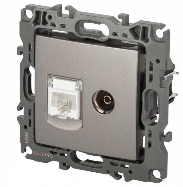 ТВ-розетка и розетка Ethernet RJ-45 без рамки Эра Эра 12 12-3110-16