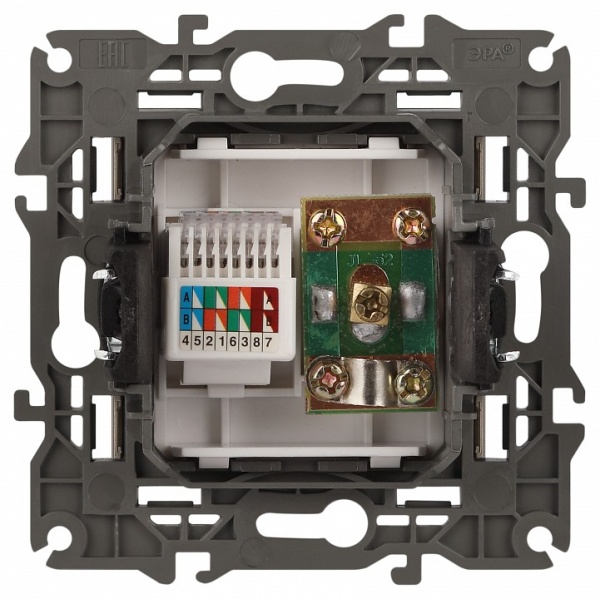 ТВ-розетка и розетка Ethernet RJ-45 без рамки Эра Эра Elegance 14-3110-04