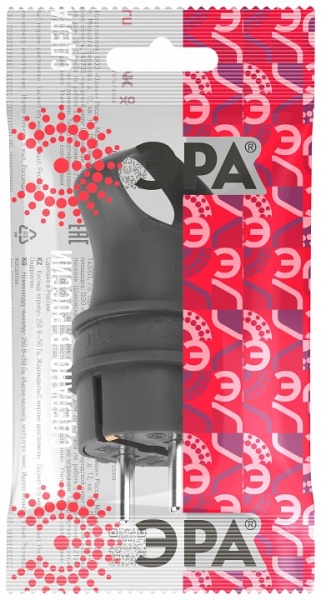 Вилка угловая с заземлением Эра  VX12-B-IP44