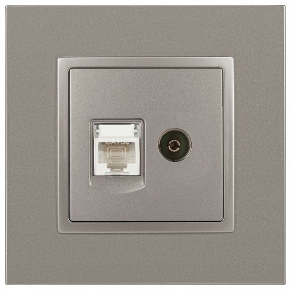 ТВ-розетка и розетка Ethernet RJ-45 без рамки Эра Эра Elegance 14-3110-16