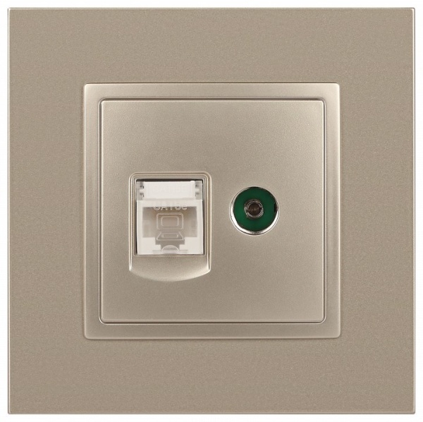 ТВ-розетка и розетка Ethernet RJ-45 без рамки Эра Эра Elegance 14-3110-04