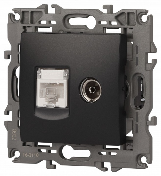 ТВ-розетка и розетка Ethernet RJ-45 без рамки Эра Эра Elegance 14-3110-05