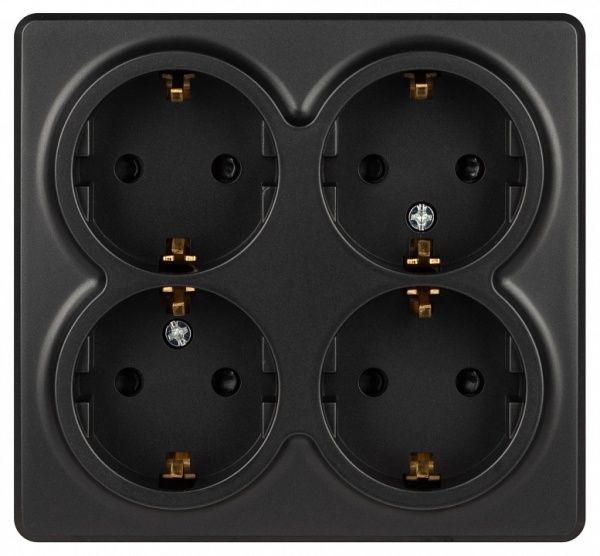 Розетка четверная с заземлением и со шторками Эра Эра Эксперт 11-2211-05